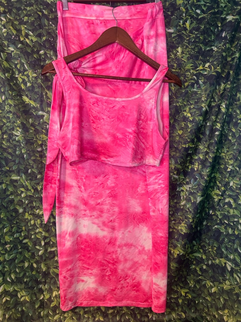 Pink Tie-Dye Two-Piece Dress Set